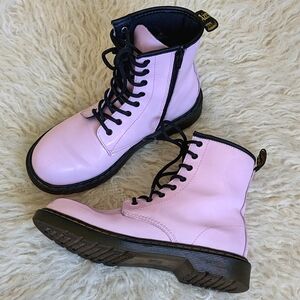 Dr. Martens Pink Patent Leather Delaney Zip-Up Boots